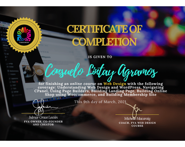 Web Design Certificate of Completion